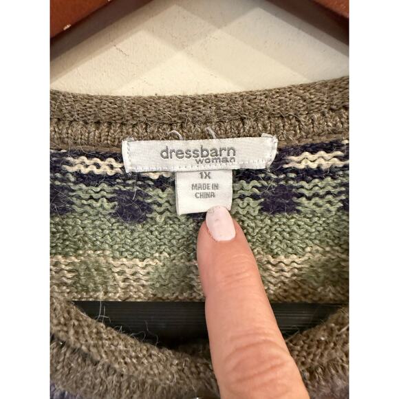 DressBarn Printed Button Front Cardigan Sweater Multicolor Women's Plus Size 1x - Picture 6 of 11